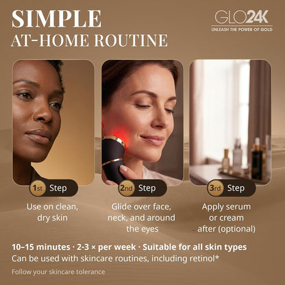 GLO24K 3-in-1 Red Light Massager for Face & Neck