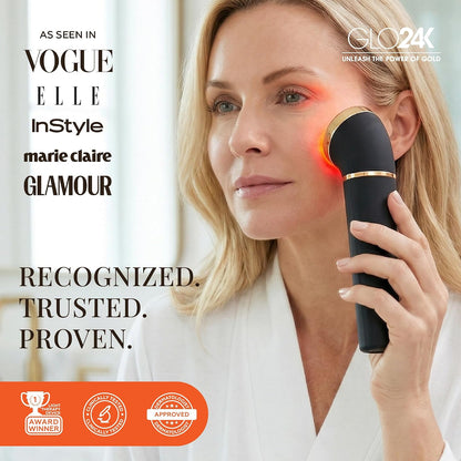 GLO24K 3-in-1 Red Light Massager for Face & Neck
